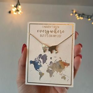 Travel world map necklace Francesca’s gift for travelers
